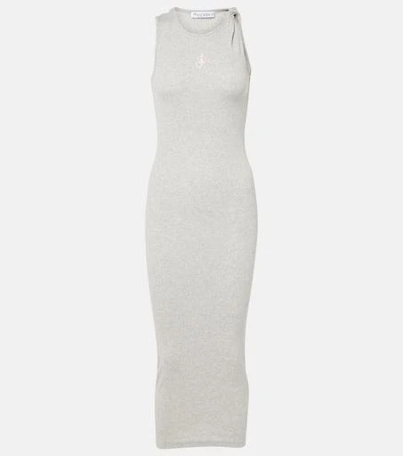 JW Anderson Logo embroidered cotton jersey maxi dress 1
