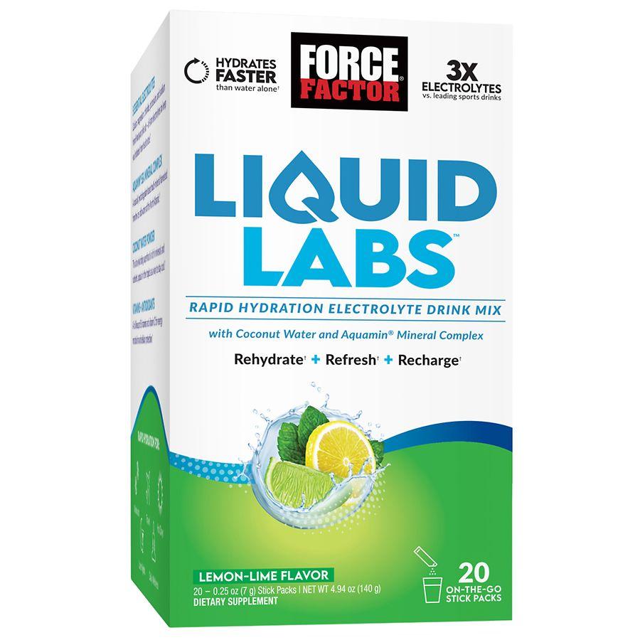 Force Factor Liquid Labs Rapid Hydration Electolyte Drink Mix Lemon Lime