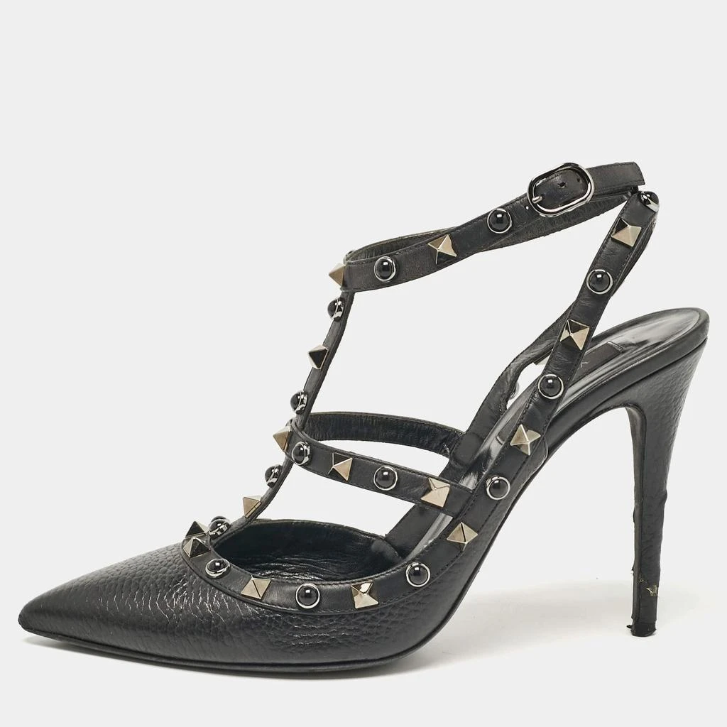Valentino Valentino Black Leather Rockstud Strappy Pointed Toe Pumps Size 39 1
