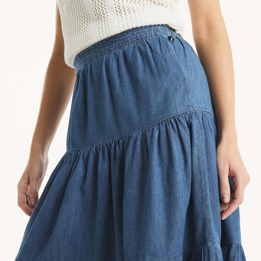 Nautica Womens Tiered Chambray Skirt 3