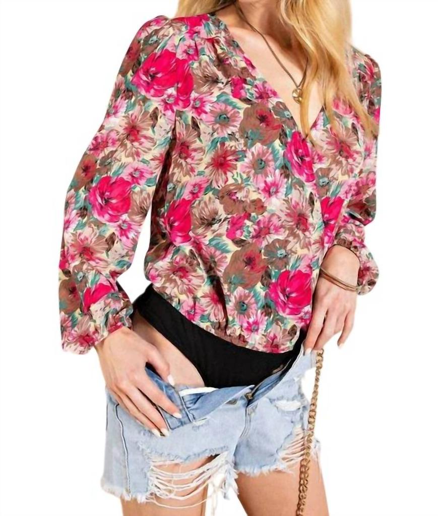 Kori Kori - Soft Woven Fabric Printed Bodysuit Top
