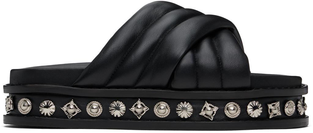 サンダル Toga Virilis Studded Smooth Leather Flat Sandals Toga Virilis Studded Slippers | Black | FARFETCH