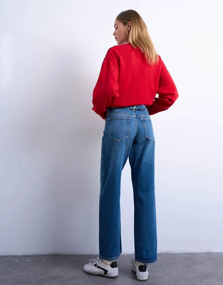 Topshop Topshop Cinch low rise relaxed jeans in vintage blue 5