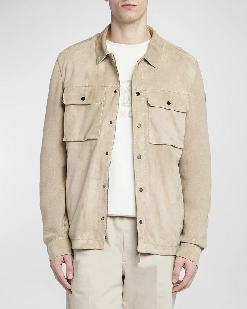 Moncler Men's Knit Overshirt with Lamb Suede 4