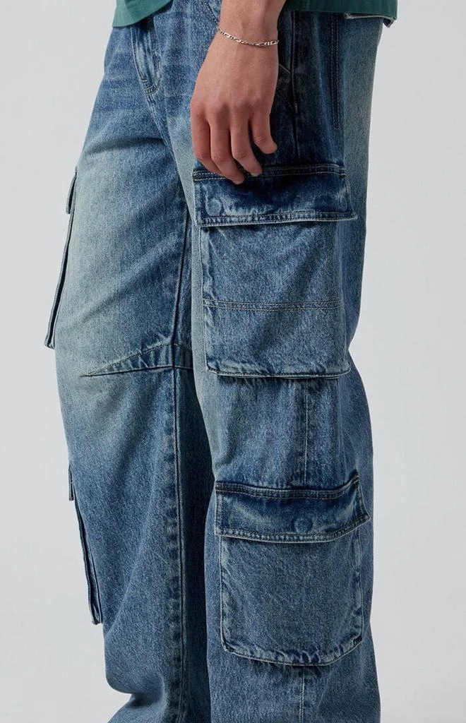 PacSun Mason Cargo Baggy Barrel Jeans Dark Indigo 3