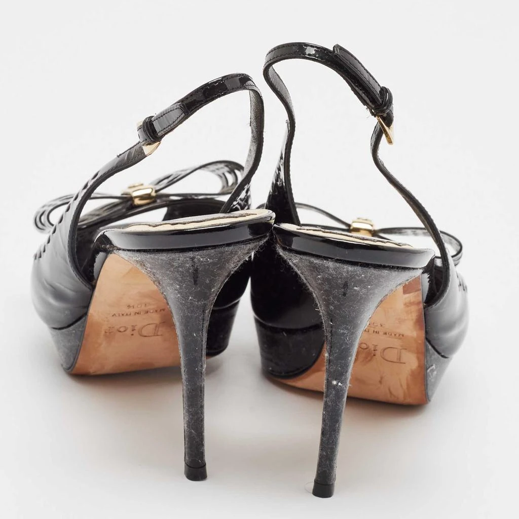 Dior Dior Black Patent Leather Peep Toe Slingback  Pumps Size 39.5 5