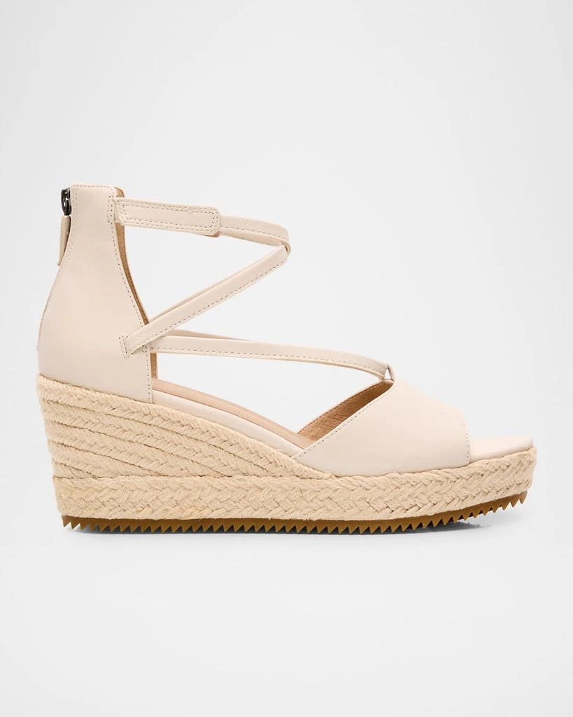 Eileen Fisher Wesson Leather Ankle-Strap Wedge Espadrilles 1