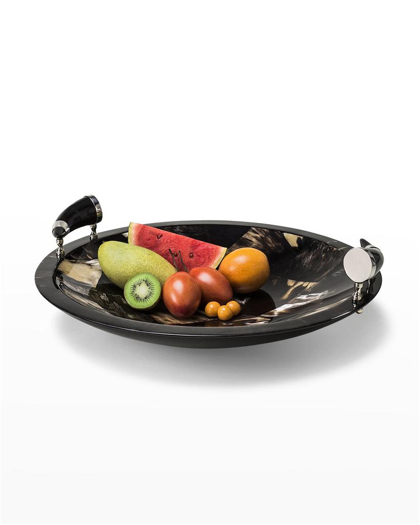 LADORADA Round Horn Veneer Platter With Horn Handles