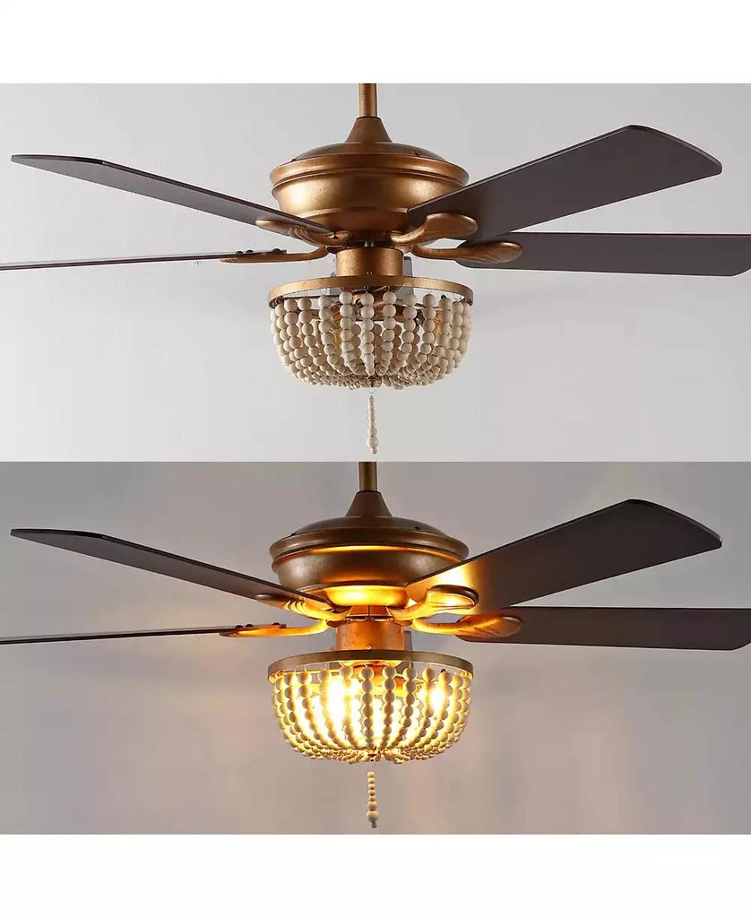 JONATHAN Y Erin 52" 3-Light Rustic Farmhouse Iron, Wood Bead Mobile-App, Remote-Controlled LED Ceiling Fan 9