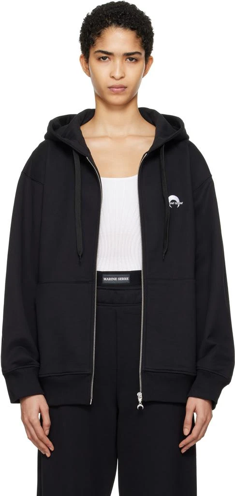 MARINE SERRE Black Moon Logo Fleece Zipped Hoodie 1