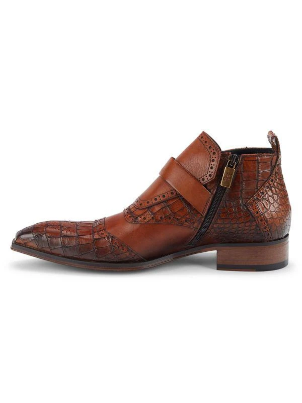 Jo Ghost Croc Embossed Leather Monk Shoes 4