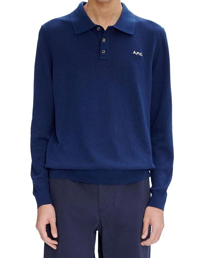 A.P.C. Blaise Long Sleeve Lightweight Crepe Polo Shirt 1