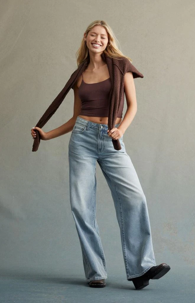 RARE DNM EDIT Tinted Light Indigo Braided High Waisted Baggy Jeans 1