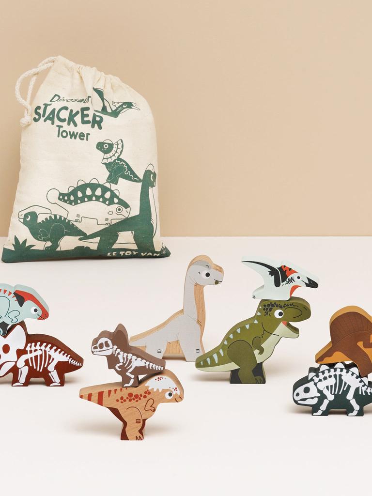 Le Toy Van Jurassic Stacking Dinosaurs & Bag-10 Piece (W:9.6 x D:3 x H:7cm)