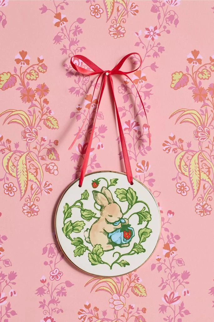 Urban Outfitters Strawberry Bunny Ceramic Hanging Wall Tile