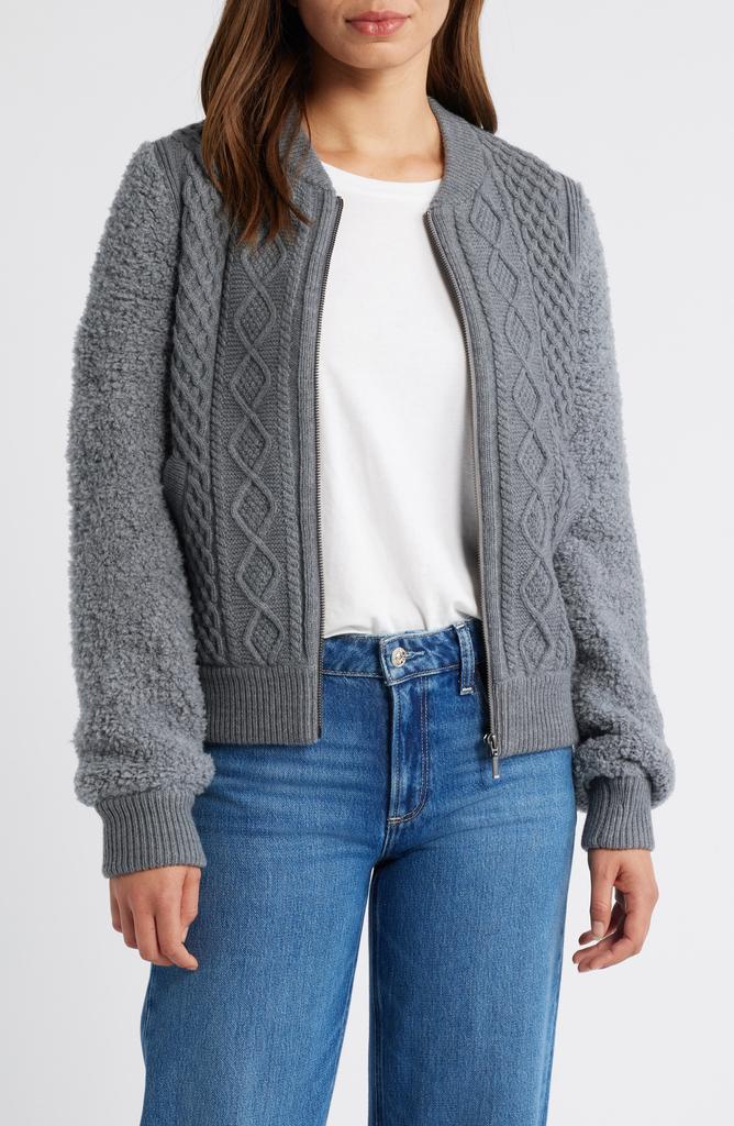 Caslon Cable Zip-Up Bomber Cardigan