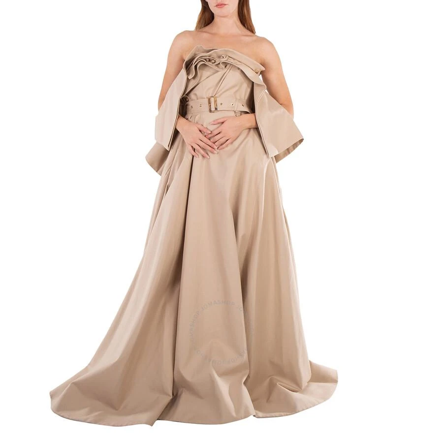 Burberry Ladies Soft Fawn Gabardine Belted Trench Gown Dress 2
