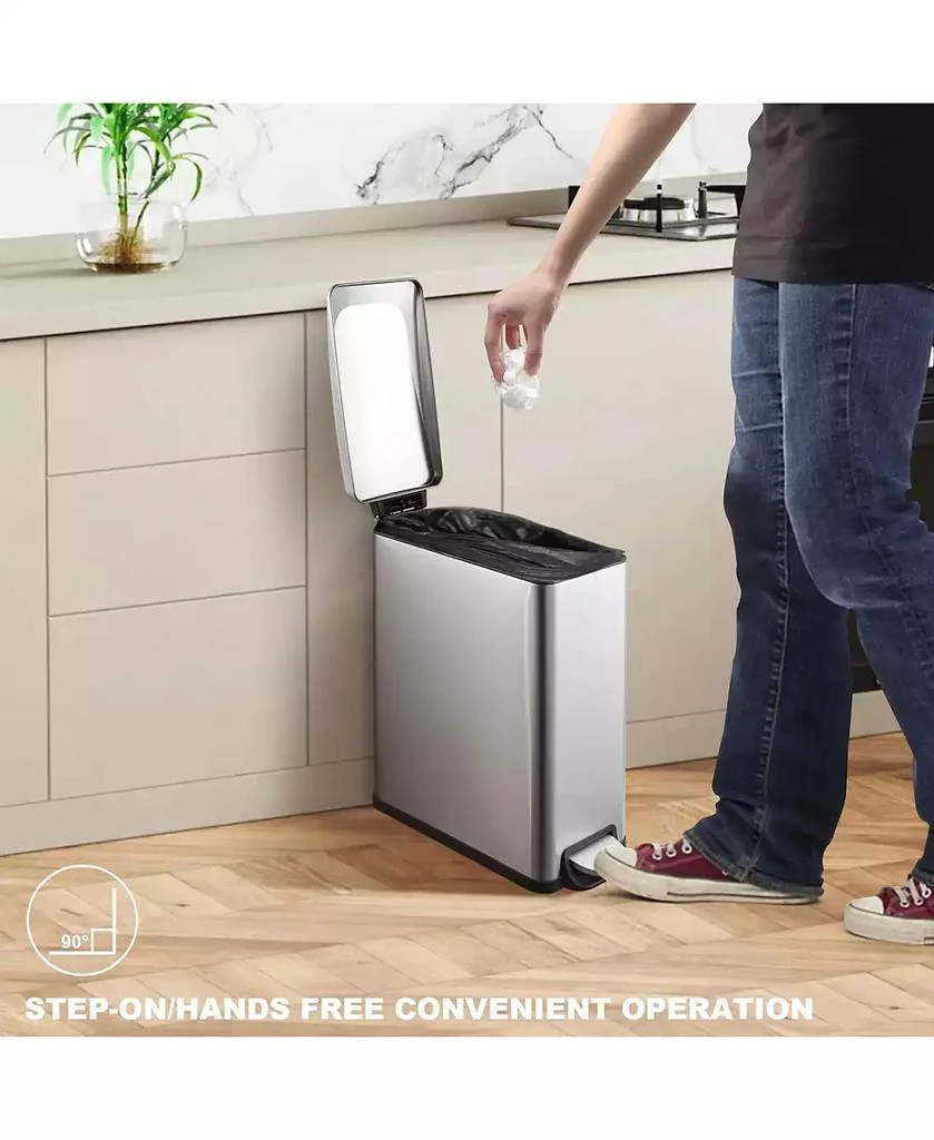 Mega Casa 2.6 Gal./10 Liter Slim Stainless Steel Step-on Trash Can for Bathroom and Office 5