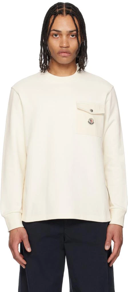 Moncler Off-White Cotton Pocket Sweatshirt 1