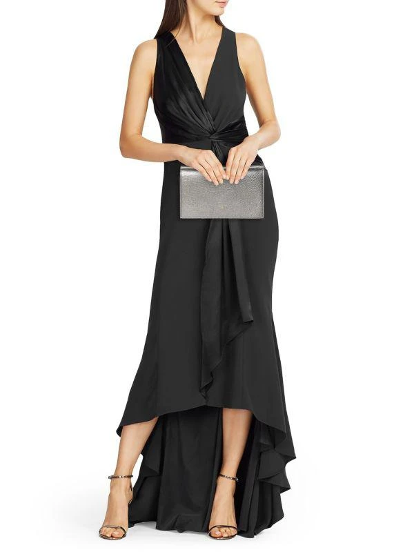 Chiara Boni Elena Laminato Metallic Leather Clutch 3