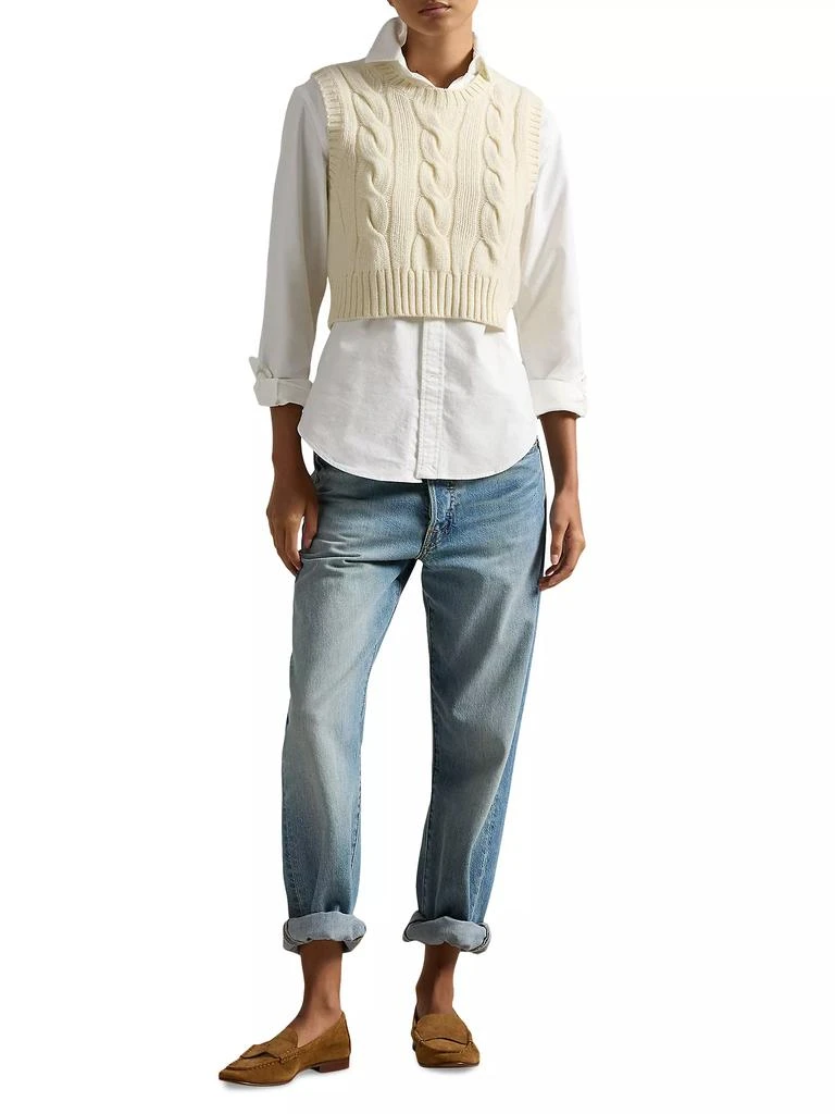 Ralph Lauren Wool-Cashmere Cable-Knit Crop Sweater 2