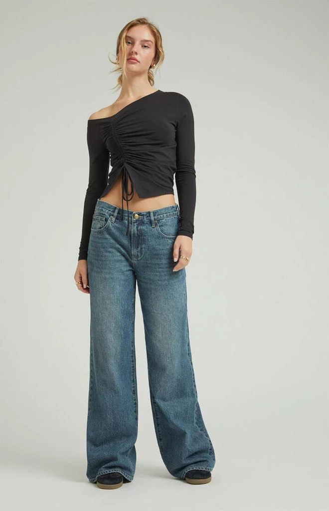 PacSun Lena Medium Indigo Sparkle Low Rise Super Baggy Jeans 6