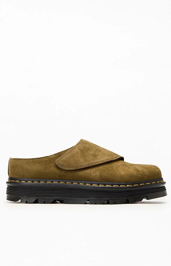 Dr. Martens Olive Zebzag Suede Anywair Platform Mules 1