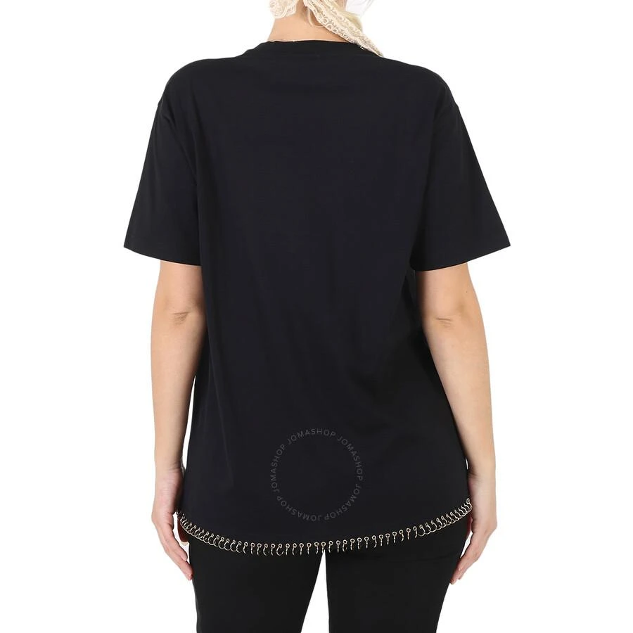 Burberry Ladies Black Ring-pierced Cotton Oversized T-shirt 2