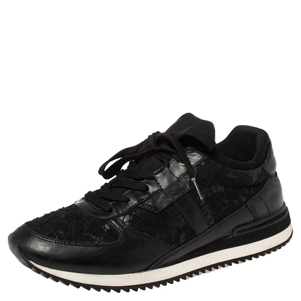 Dolce & Gabbana Dolce & Gabbana Black Lace And Leather Low Top Sneakers Size 38.5 1