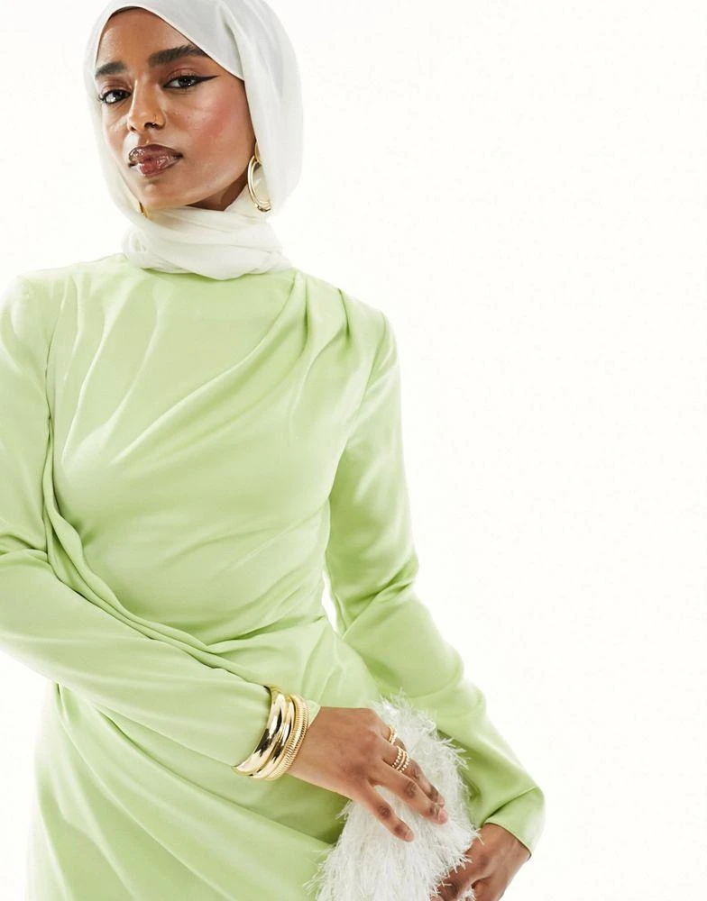 ASOS DESIGN satin drape detail maxi dress in washed lime  On Sale Now with  Up to 20% Off | Discover Exclusive Deals & Savings at BeyondStyle   Authentic ASOS Home|women with