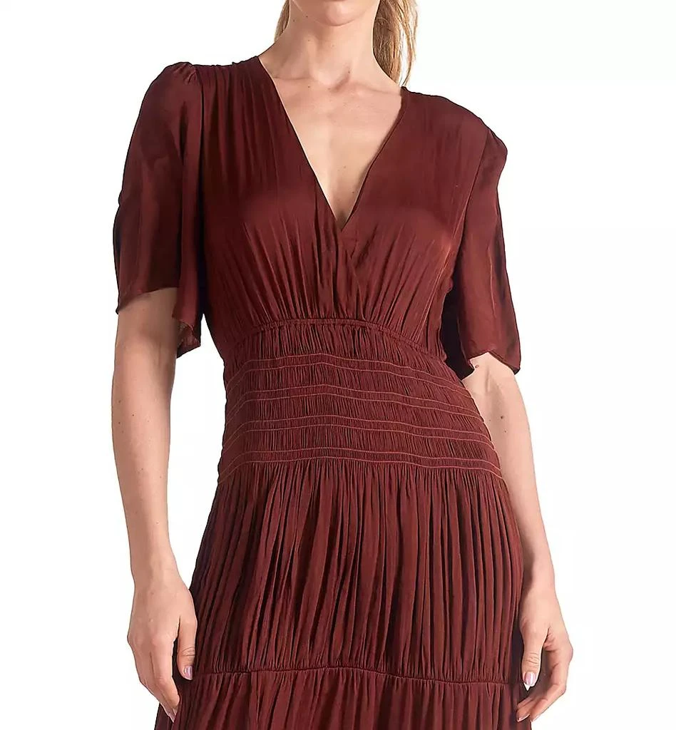 Elan Women's Short-Sleeve V-Neck Tiered Maxi Dress 5