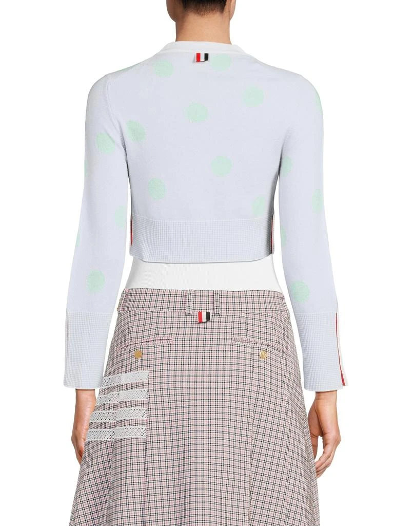 Thom Browne ​Polka Dot Birdseye Jacquard Cropped Cardigan 2