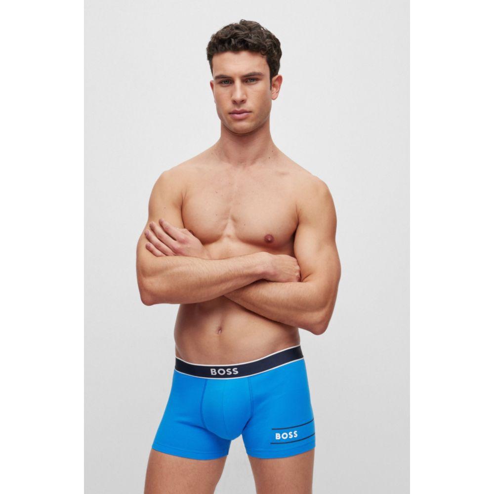 Hugo Boss Cotton-blend trunks with stripes and logos