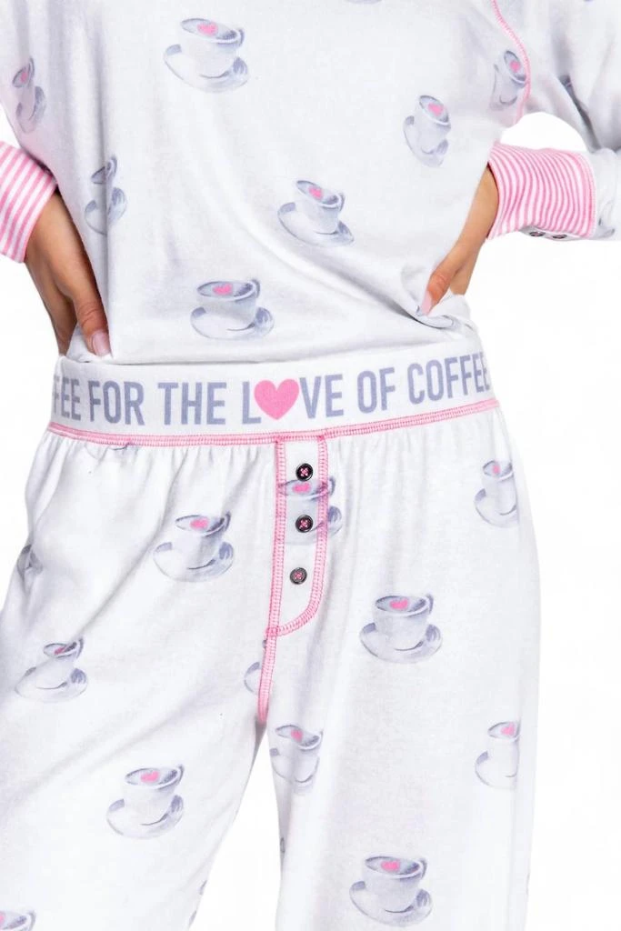 PJ Salvage For The Love Of Coffee Pajama Set In Oatmeal 3
