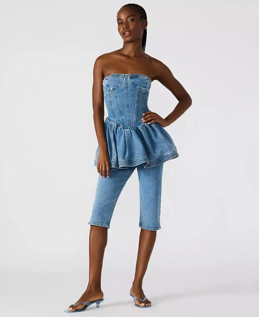 akira knit dress AKIRA Alina Pleated Knit Fit And Flare Mini Dress In Blue