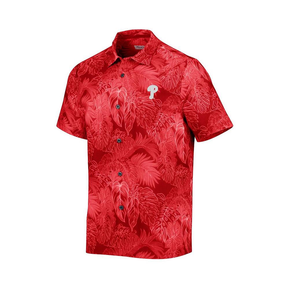 Tommy Bahama Men's Red Philadelphia Phillies Bahama Coast Luminescent Fronds IslandZone Button-Up Camp T-Shirt