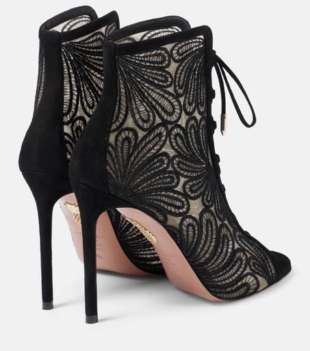 Aquazzura 105 suede and lace ankle boots 2