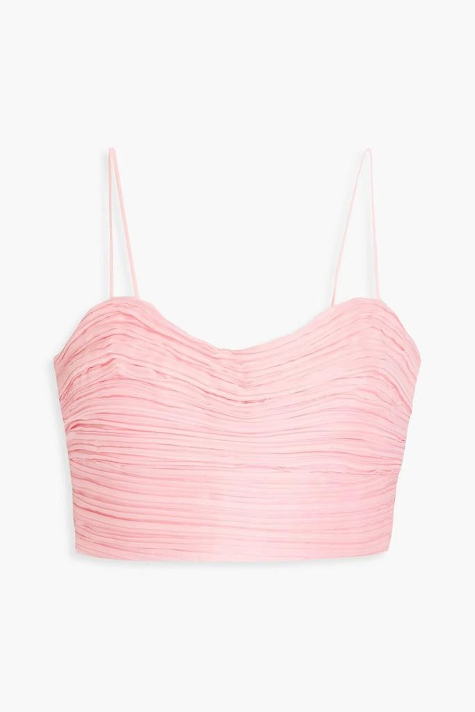 Aje Laurier Wave cropped plissé-organza top 1