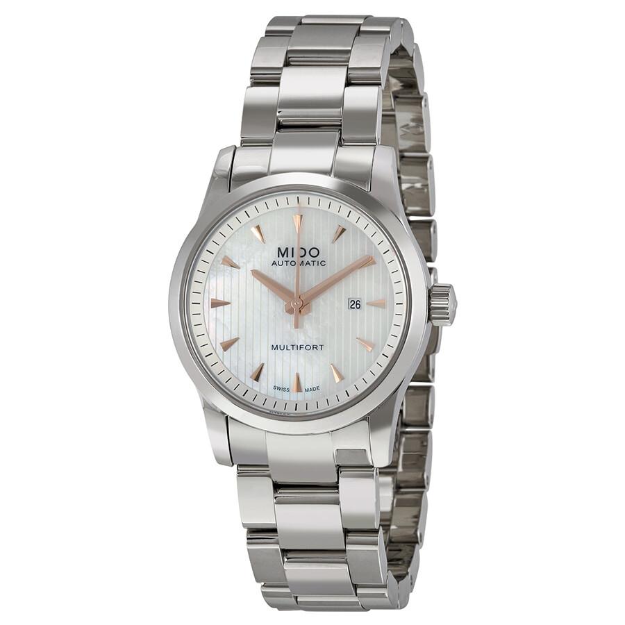 MIDO Multifort Automatic Mother of Pearl Dial Stainless Steel Ladies Watch M0050071110100