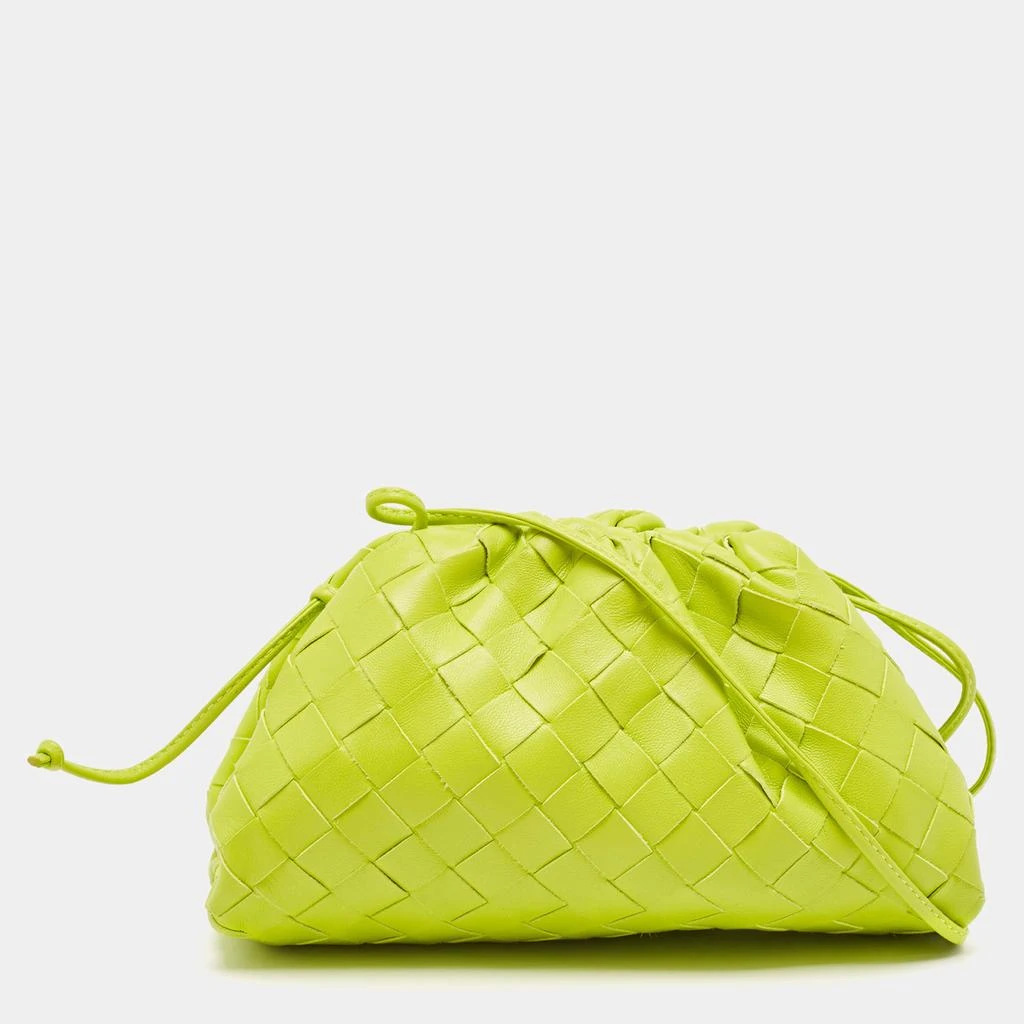 Bottega Veneta Bottega Veneta Neon Green Intrecciato Leather Mini Pouch Clutch 1