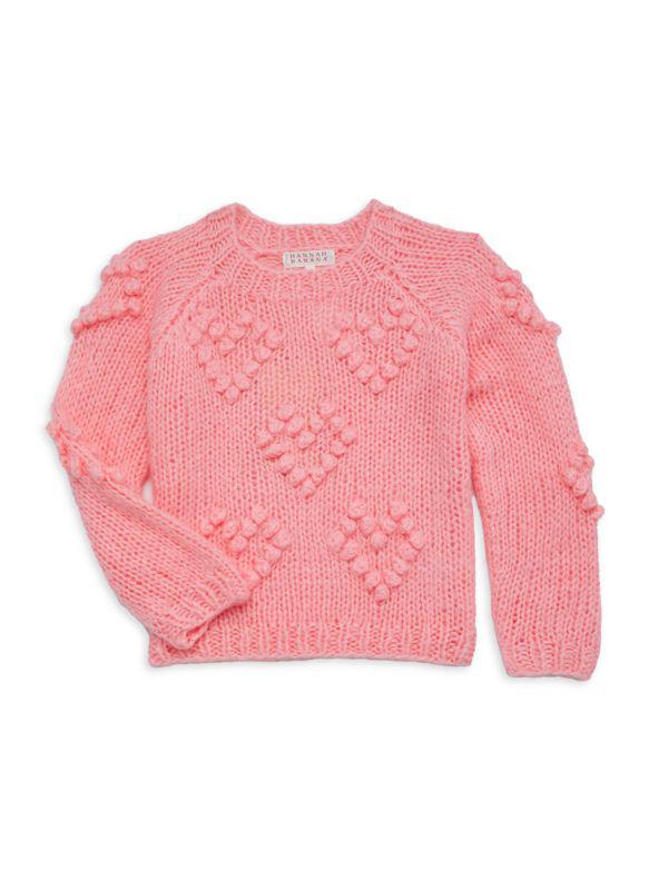 Hannah Banana Little Girl's & Girl's Pom Knit Heart Sweater