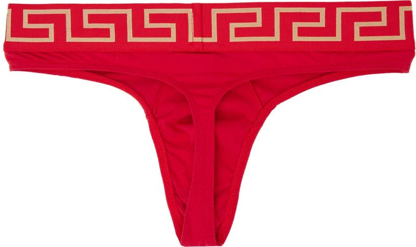 Versace Red Greca Border Thong 2
