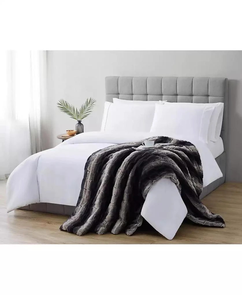 Christian Siriano New York Christian Siriano NY® 60" x 70" Black Ombre Luxury Faux Fur Filled Throw with Gift Box 7