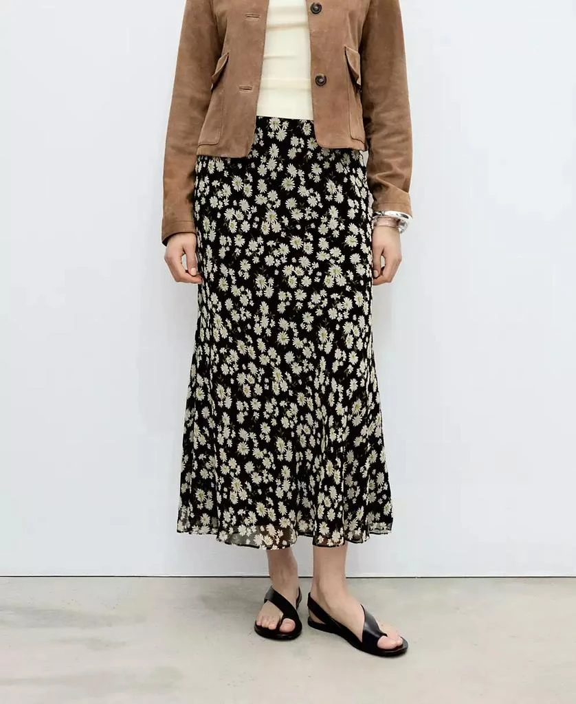 Mango Women's Long Flared Floral Skirt 8