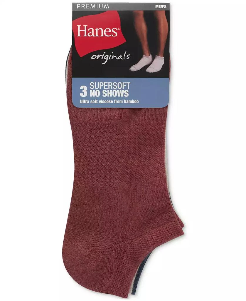 Hanes Men's Originals Premium SuperSoft No Show Socks, 3-Pack 2