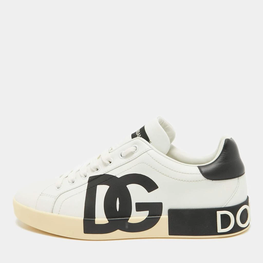 Dolce & Gabbana Dolce and Gabbana White/Blue Leather Portofino Royal Sneakers Size 42 1