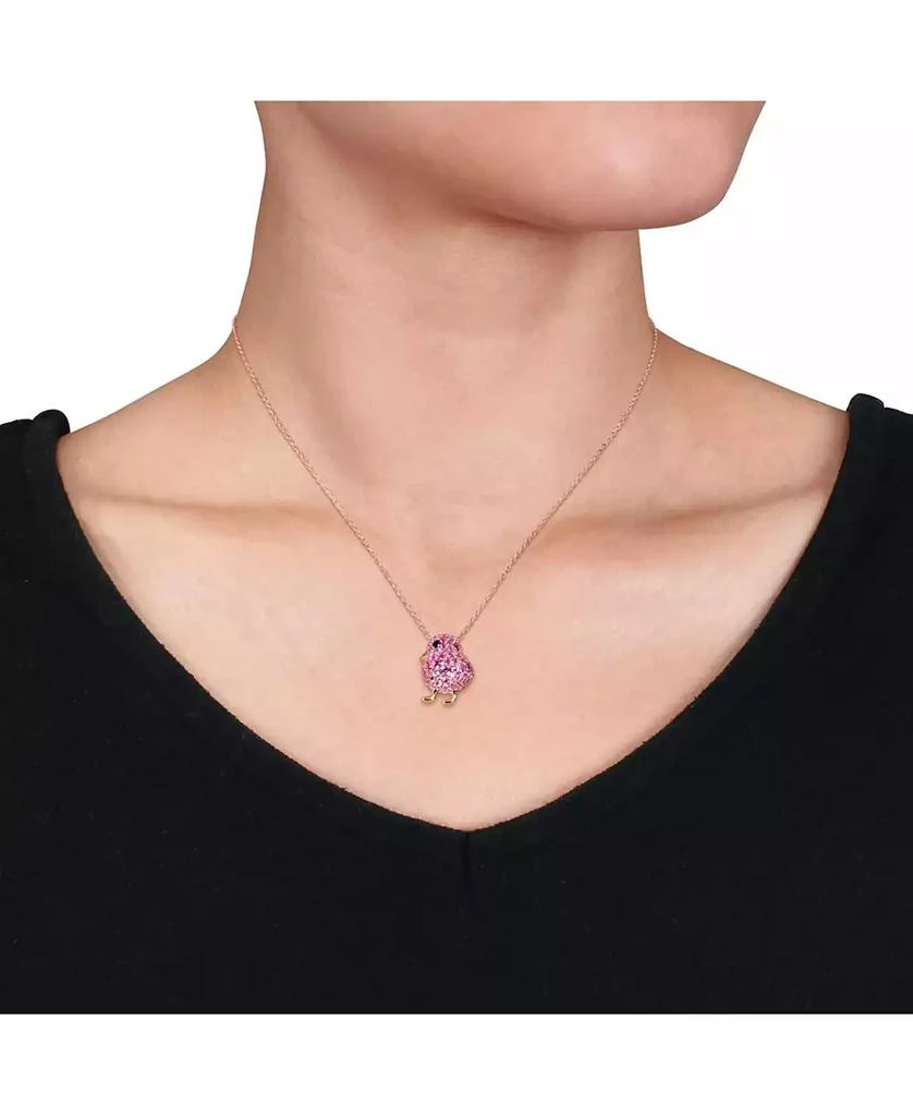 Macy's Lab Grown Blue and Pink Sapphire (2 3/8 ct. t.w.) Chick Bird Necklace in 18k Two-Tone Over Sterling Silver 2