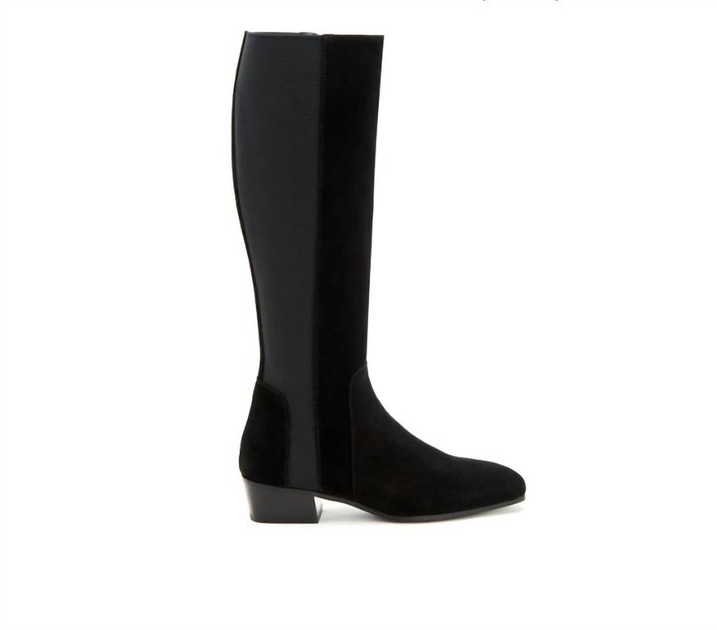 Aquatalia Aquatalia - Flore Suede Leather Knee High Stretch Riding Boots