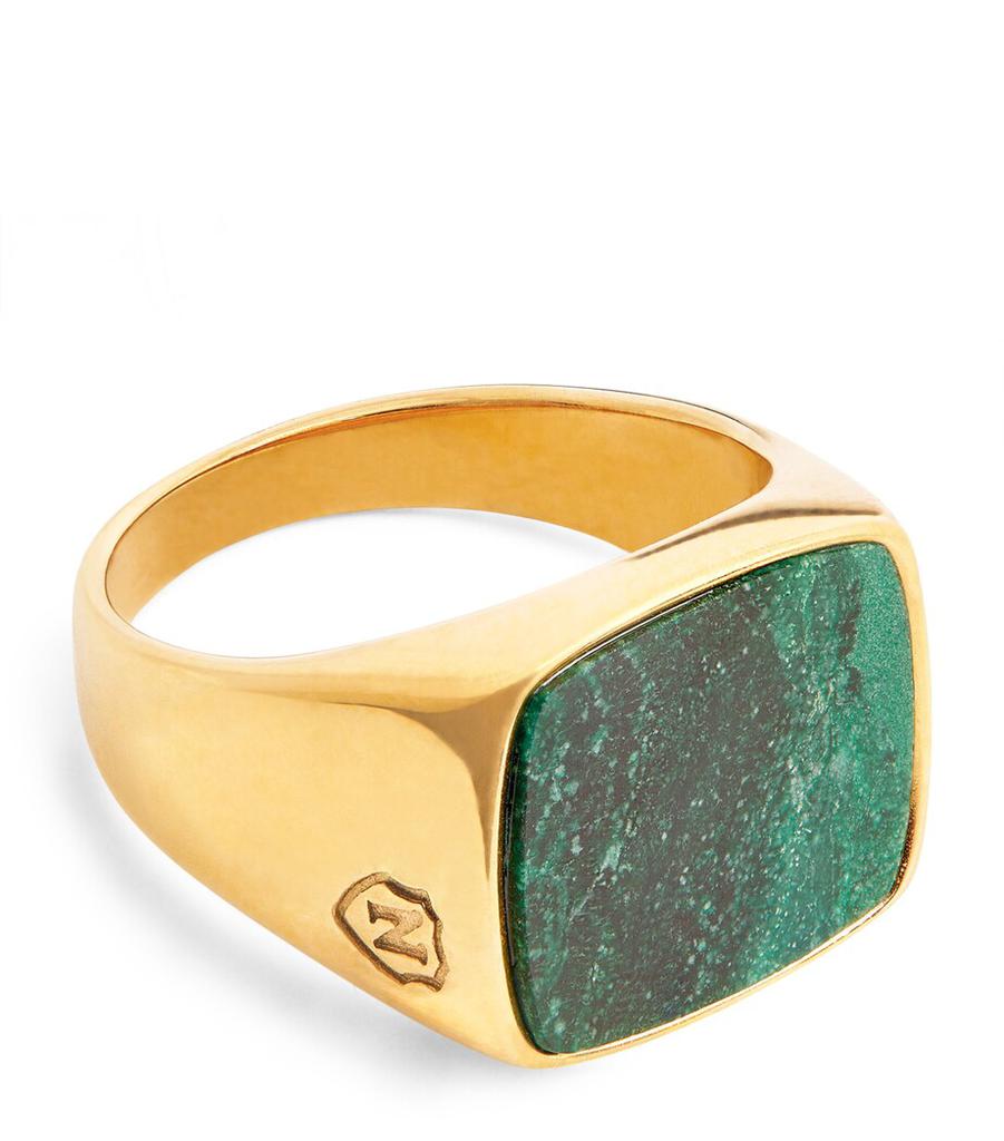 Nialaya Gold-Plated Jade Signet Ring