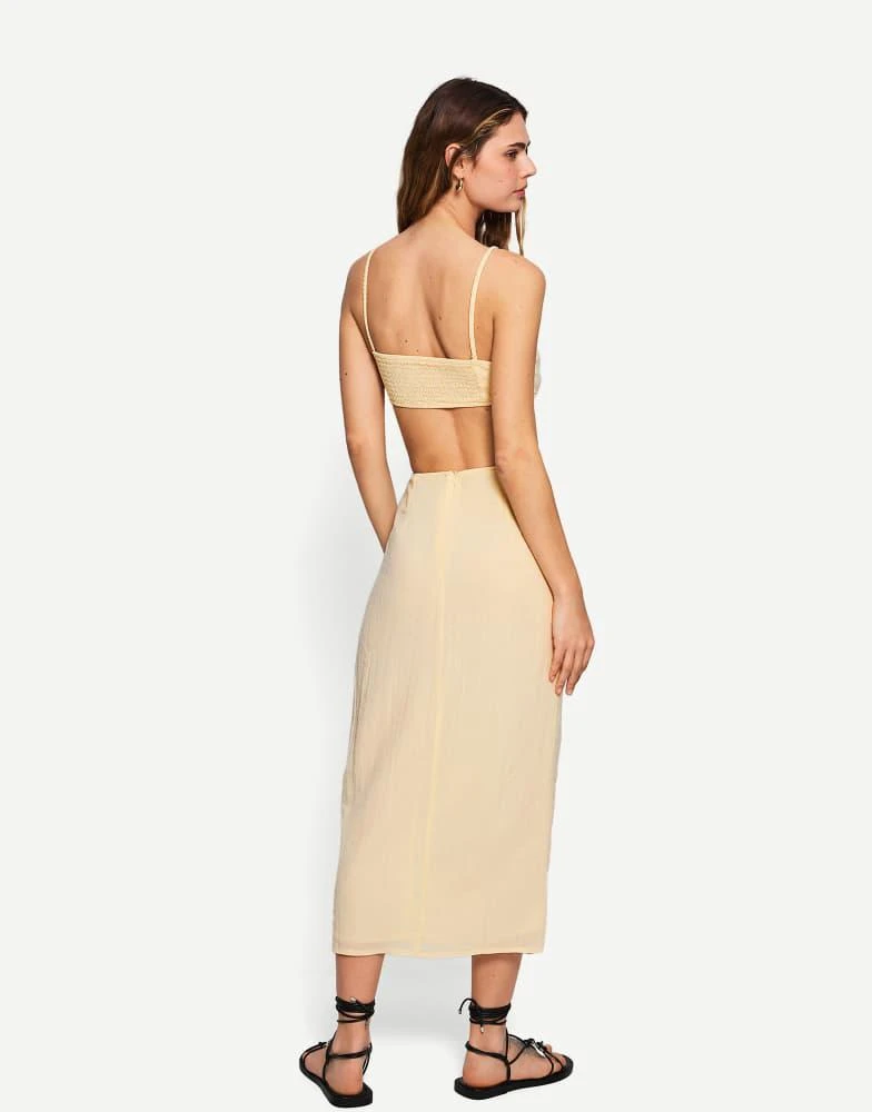 brown ruched dress midi Jluxlabel Women's Opulent Ruched Midi Dress